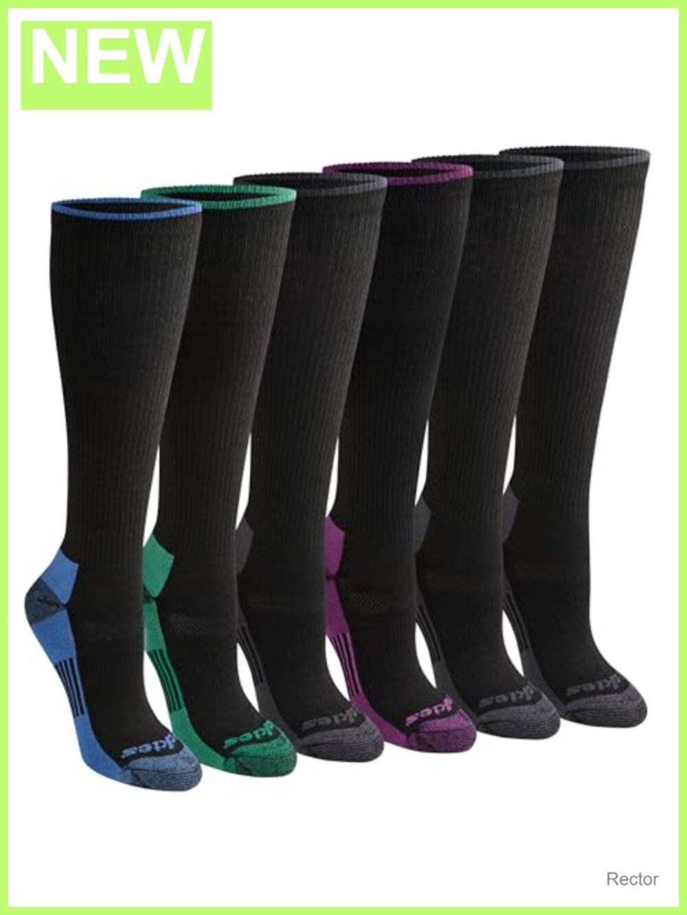 Moisture Wicking Athletic Crew Socks 6 Pair Pack Arch Compression